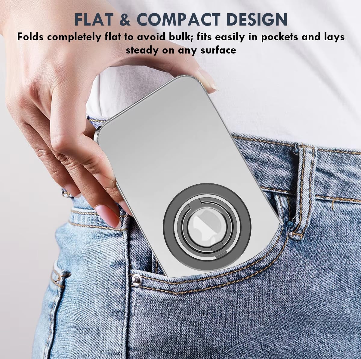MagSafe Phone Grip & Stand | Dual Ring Holder - Gun Metal Grey