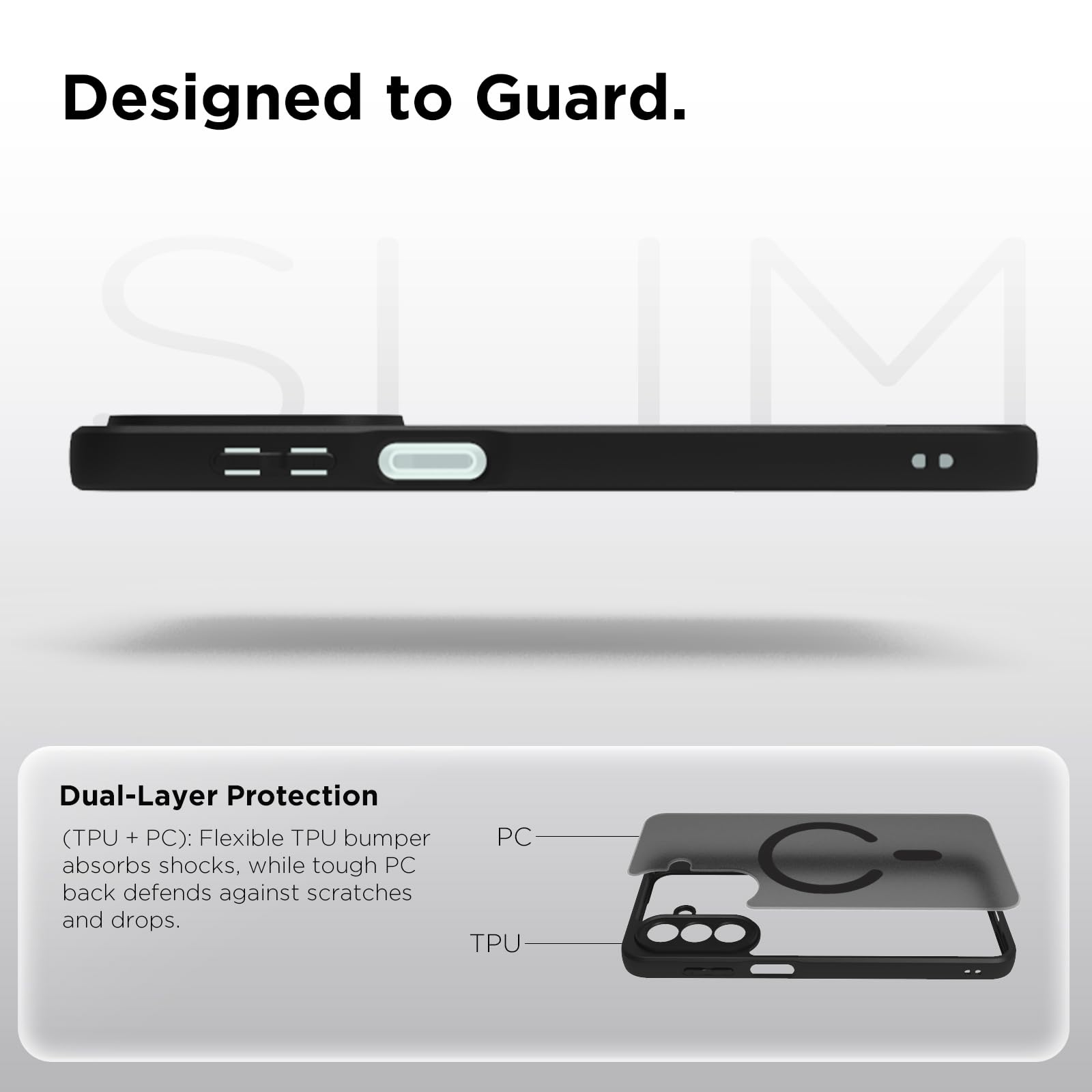 Samsung Galaxy A27 Back Cover Case | Sleek Hybrid - Matte Black Magnetic