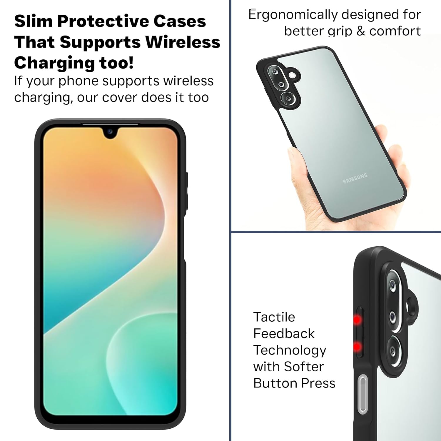 Samsung Galaxy M36 5G / Galaxy F36 5G Back Cover Case | Clear Hybrid - Clear Black