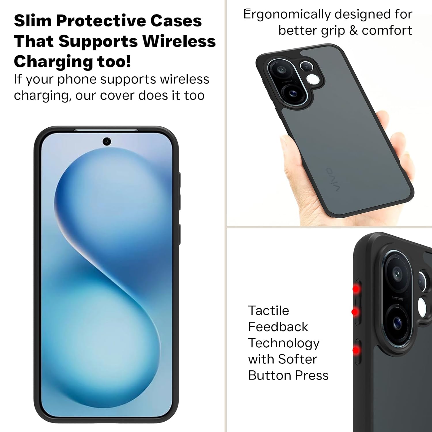 Vivo X200 FE 5G Back Cover Case | Shockproof Sleek Hybrid - Matte Black