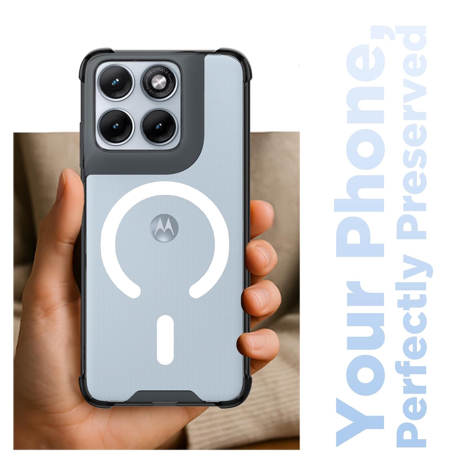 Motorola Edge 70 Fusion Back Cover Case | Clear Hybrid - Clear Smoke Magnetic