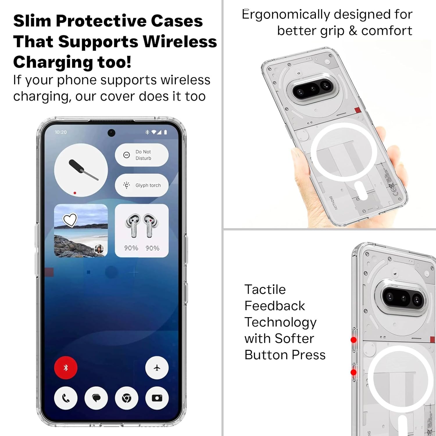 Nothing Phone 3a Back Cover Case | Clear Hybrid - Clear Magnetic