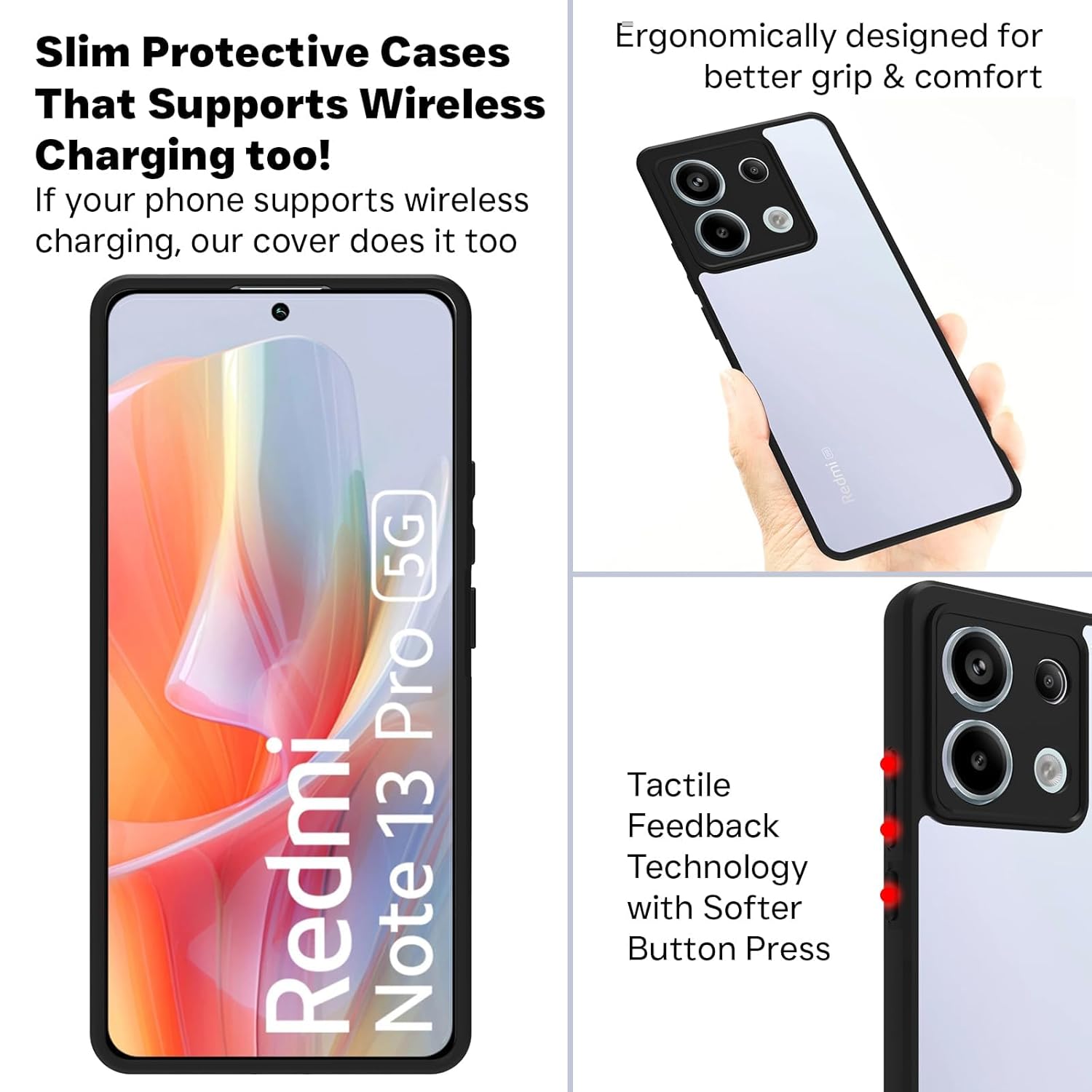 Poco X6 / Redmi Note 13 Pro 5G Back Cover Case | Sleek Hybrid - Black