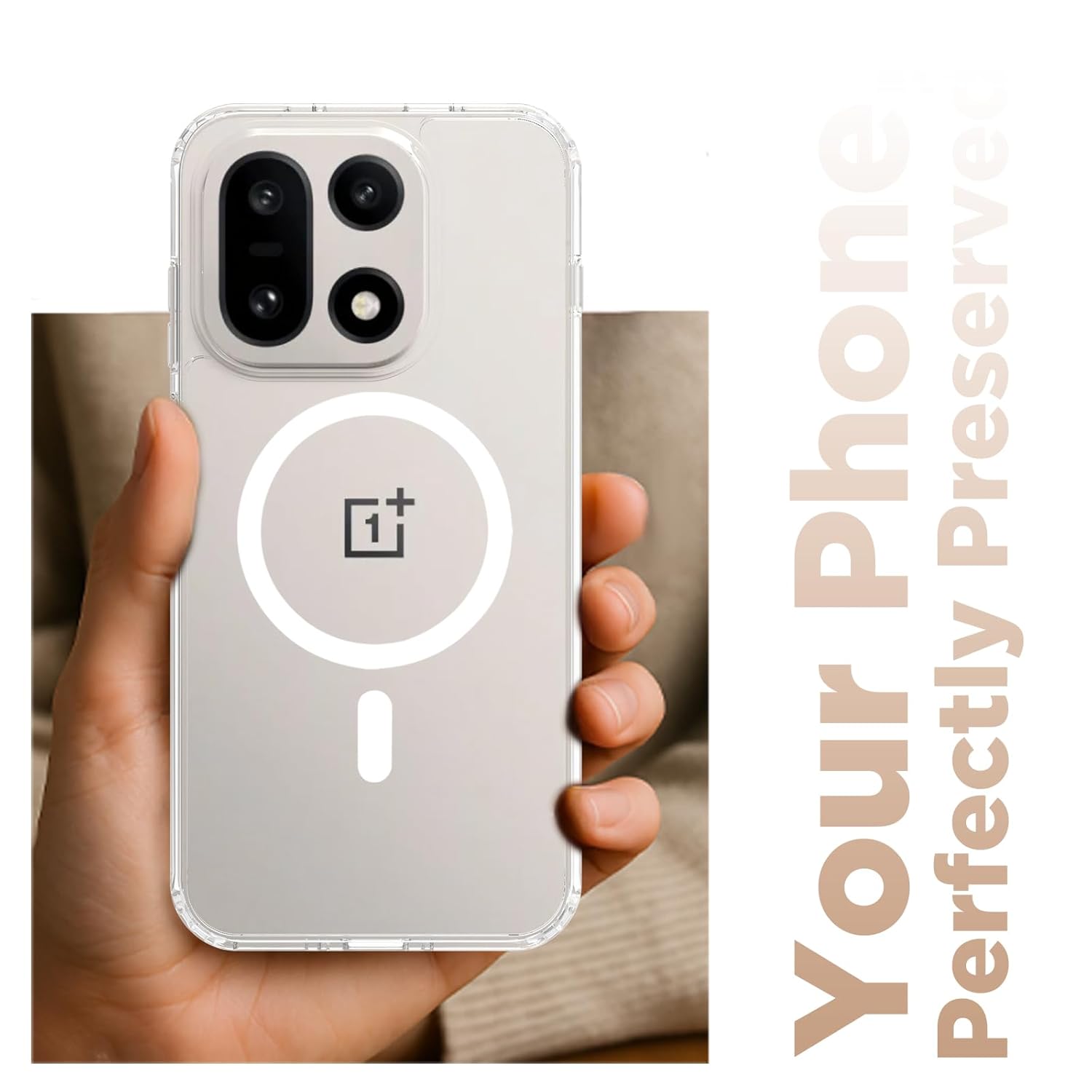 OnePlus 15 5G Back Cover Case |  Clear Hybrid - Smoke Magnetic(White)