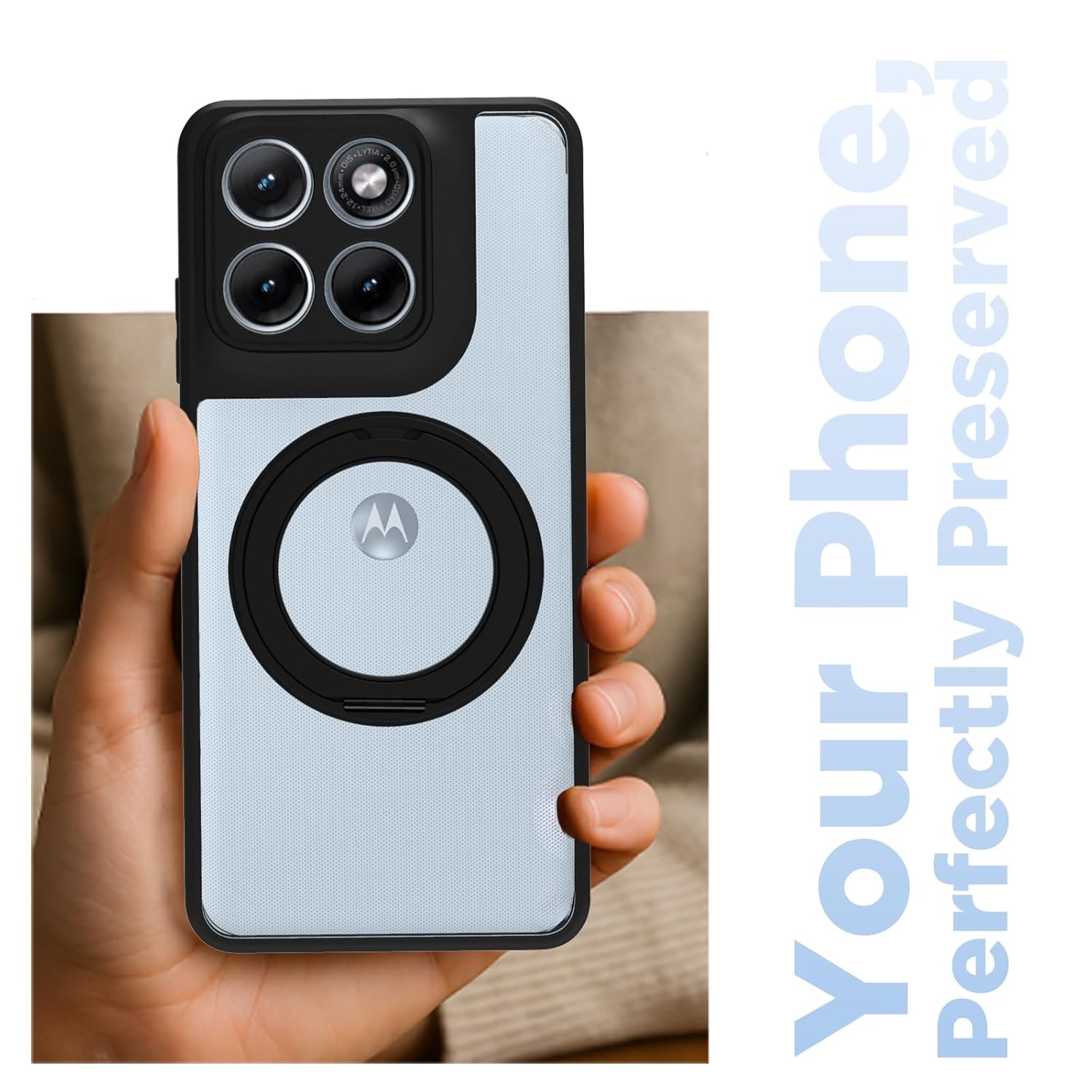Motorola Edge 70 Fusion Back Cover Case | Clear Hybrid - Clear Black Magnetic