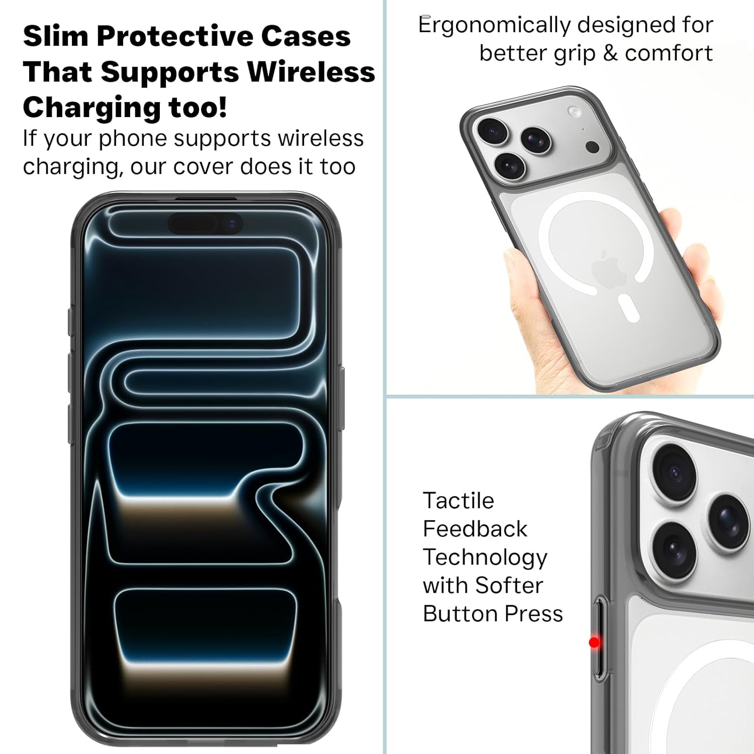 iPhone 17 Pro Back Cover Case | Clear Hybrid - Clear Smoke Magnetic