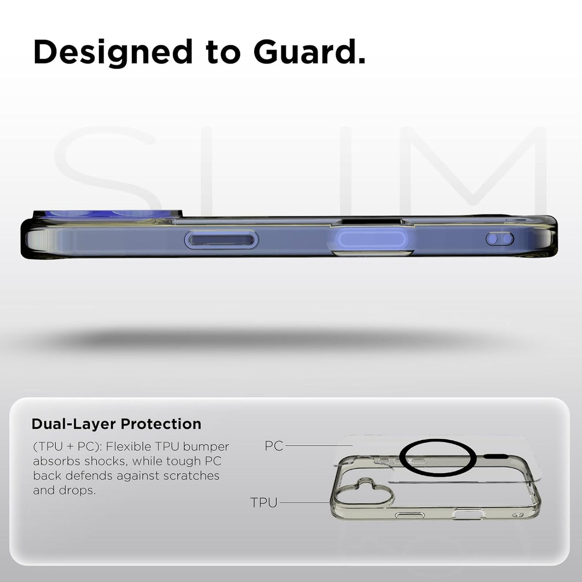iPhone 16 Plus Back Cover Case | Clear Hybrid - Clear Black Magnetic