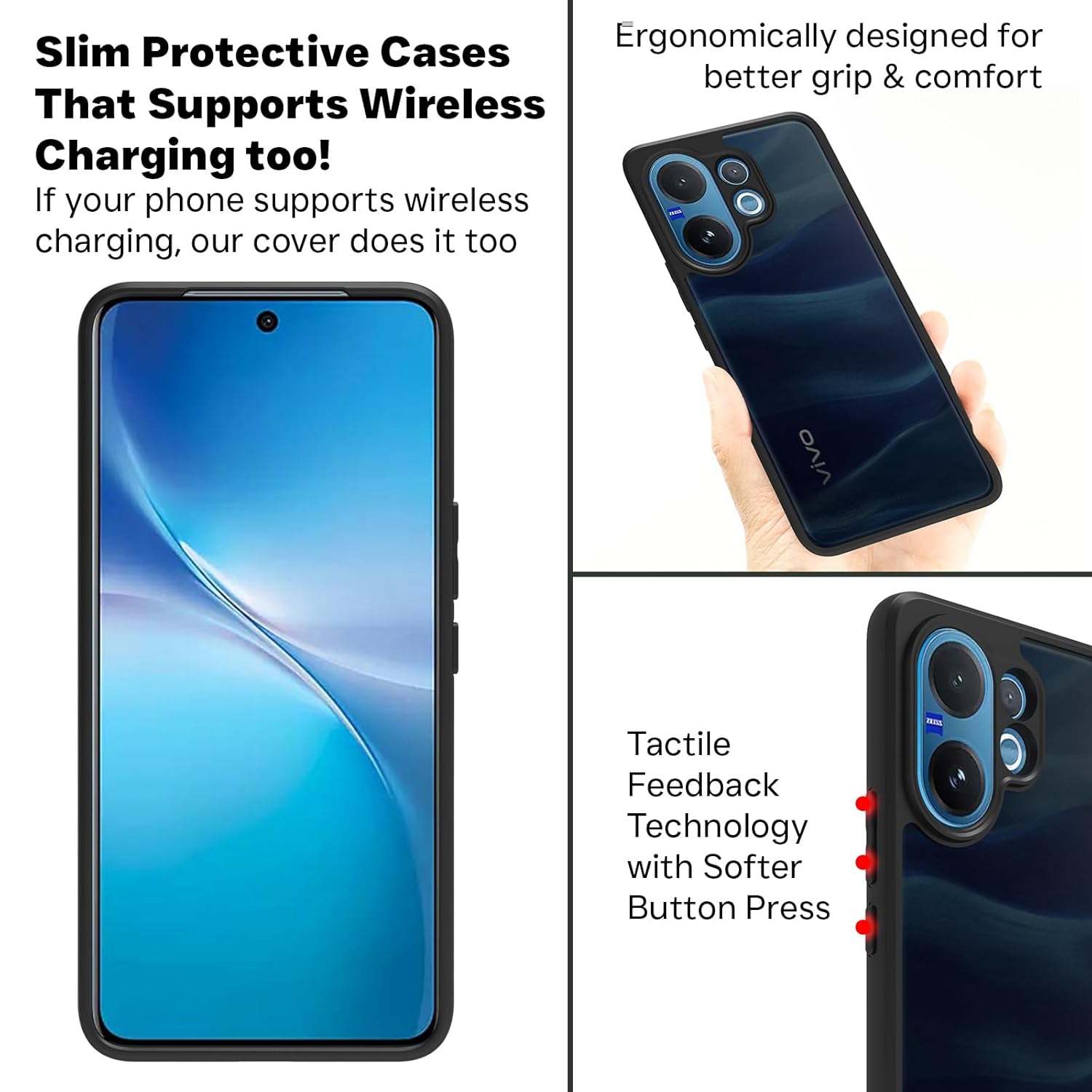 Vivo V60 5G / Vivo T4 Pro 5G / Vivo V60e 5G Back Cover Case | Sleek Hybrid - Matte Black