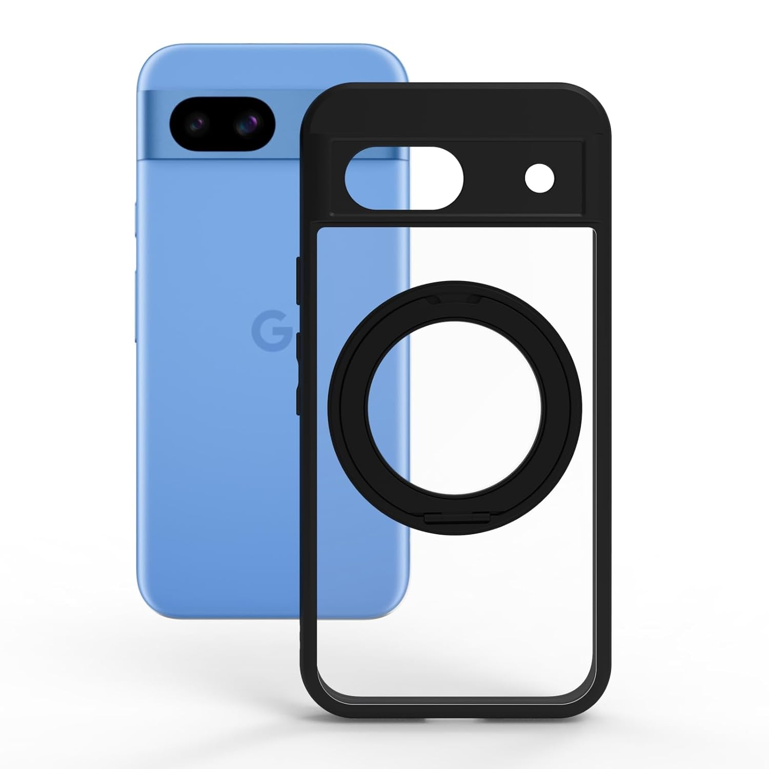 Google Pixel 8A Back Cover Case | Clear Hybrid - Clear Black Magnetic