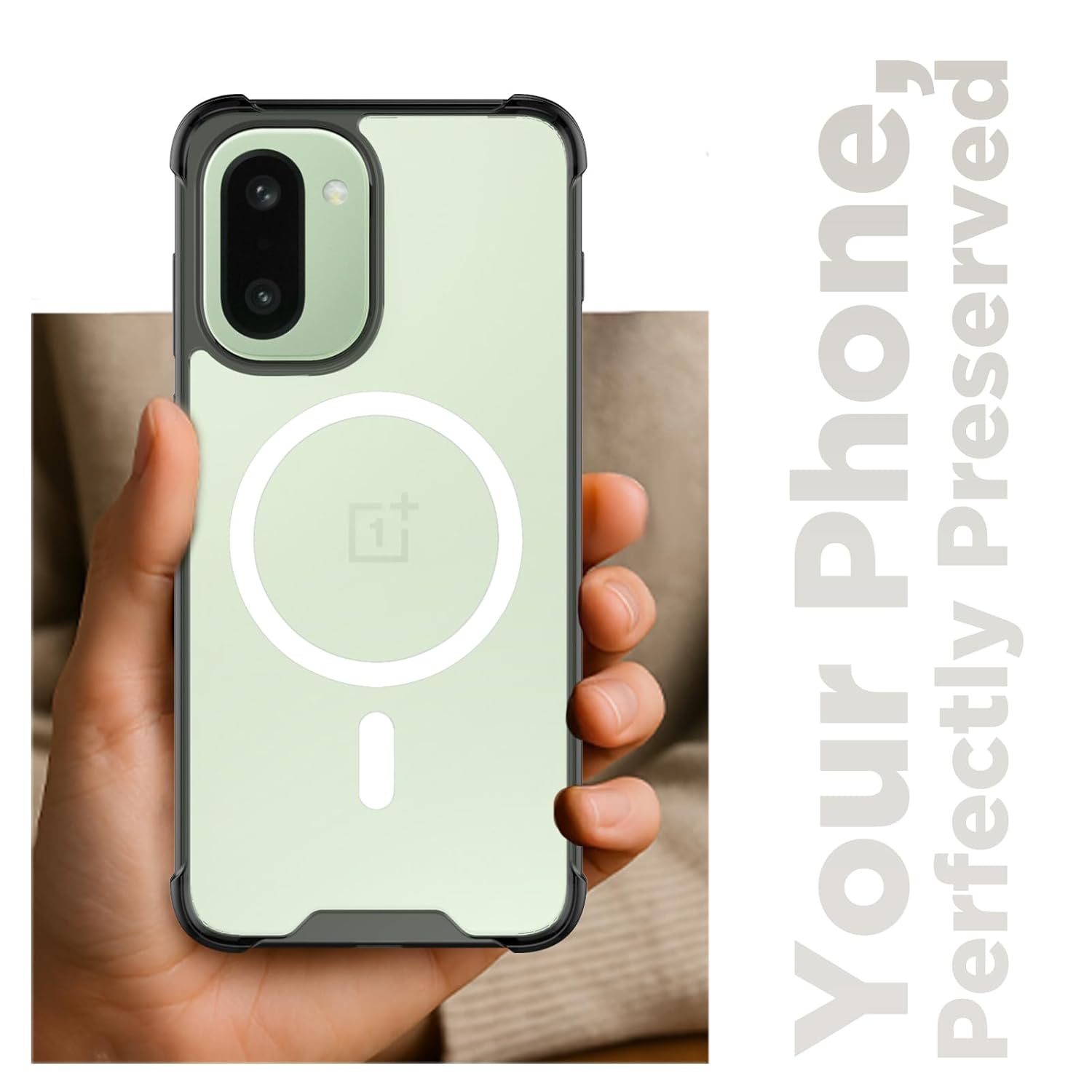 OnePlus 15R 5G Back Cover Case | Clear Hybrid - Clear Smoke Magnetic