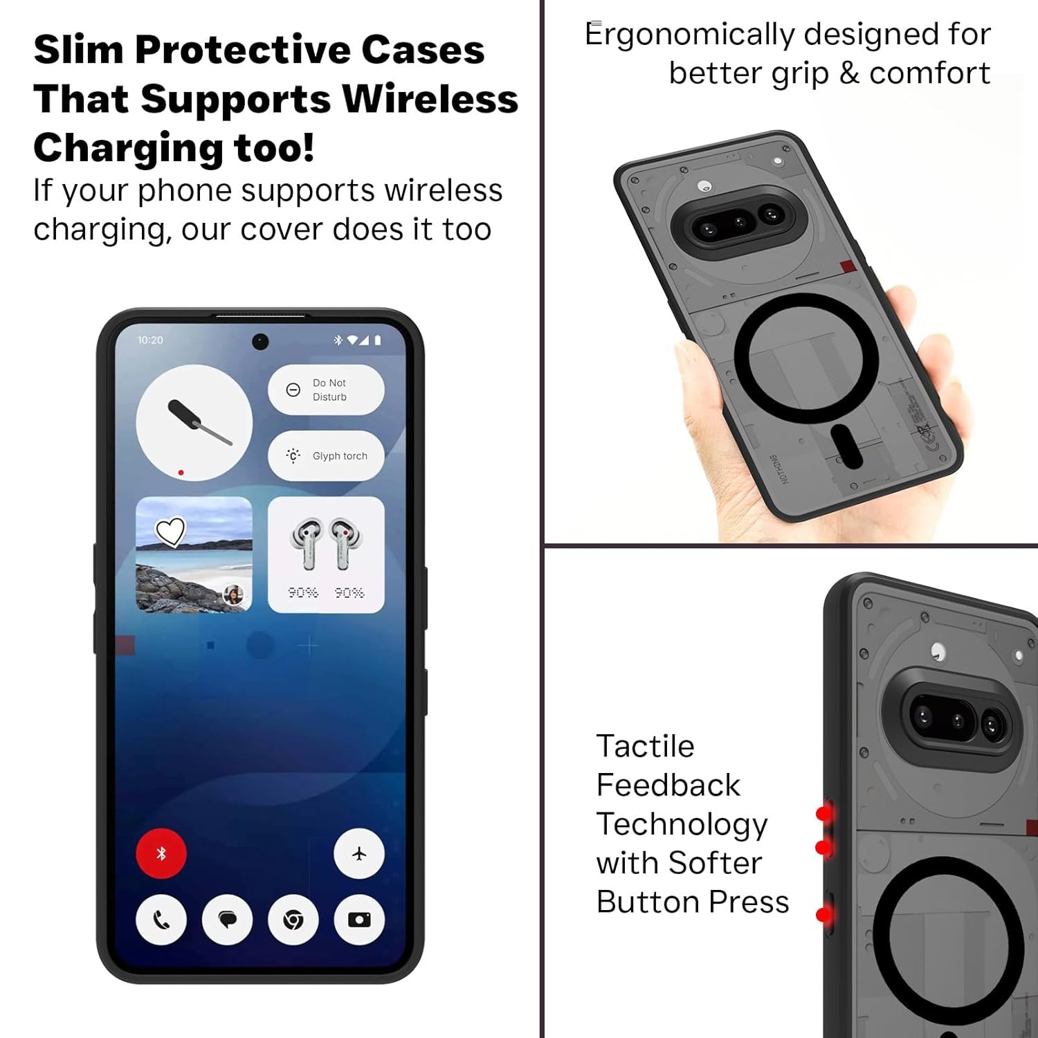 Nothing Phone 3a Back Cover Case | Sleek Hybrid - Matte Black Magnetic