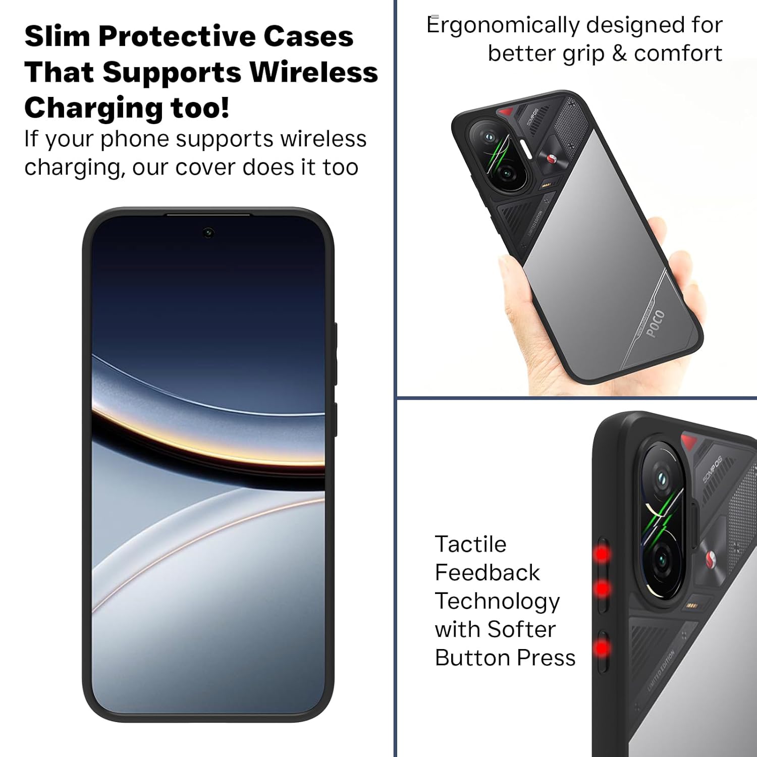 Poco F7 5G Back Cover Case | Sleek Hybrid - Clear Black