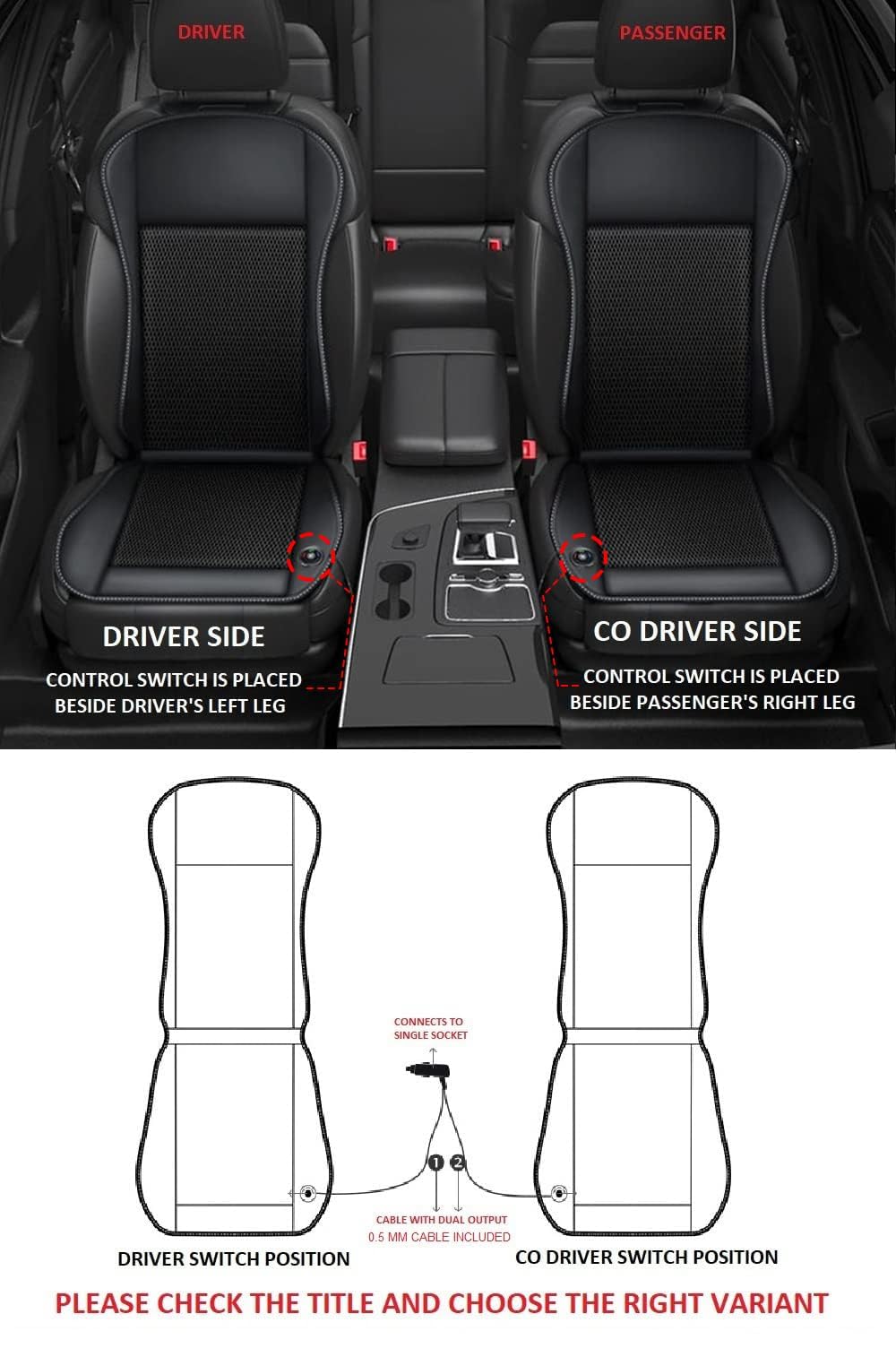 Ventilated Car Seat Cover | Beige - Driver Side