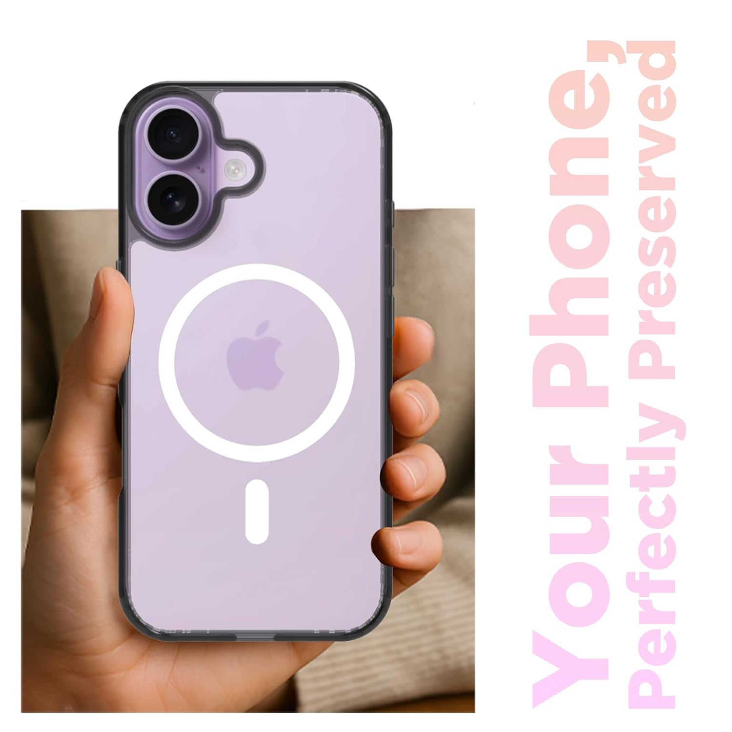 iPhone 17 Back Cover Case | Clear Hybrid - Smoke Magnetic White