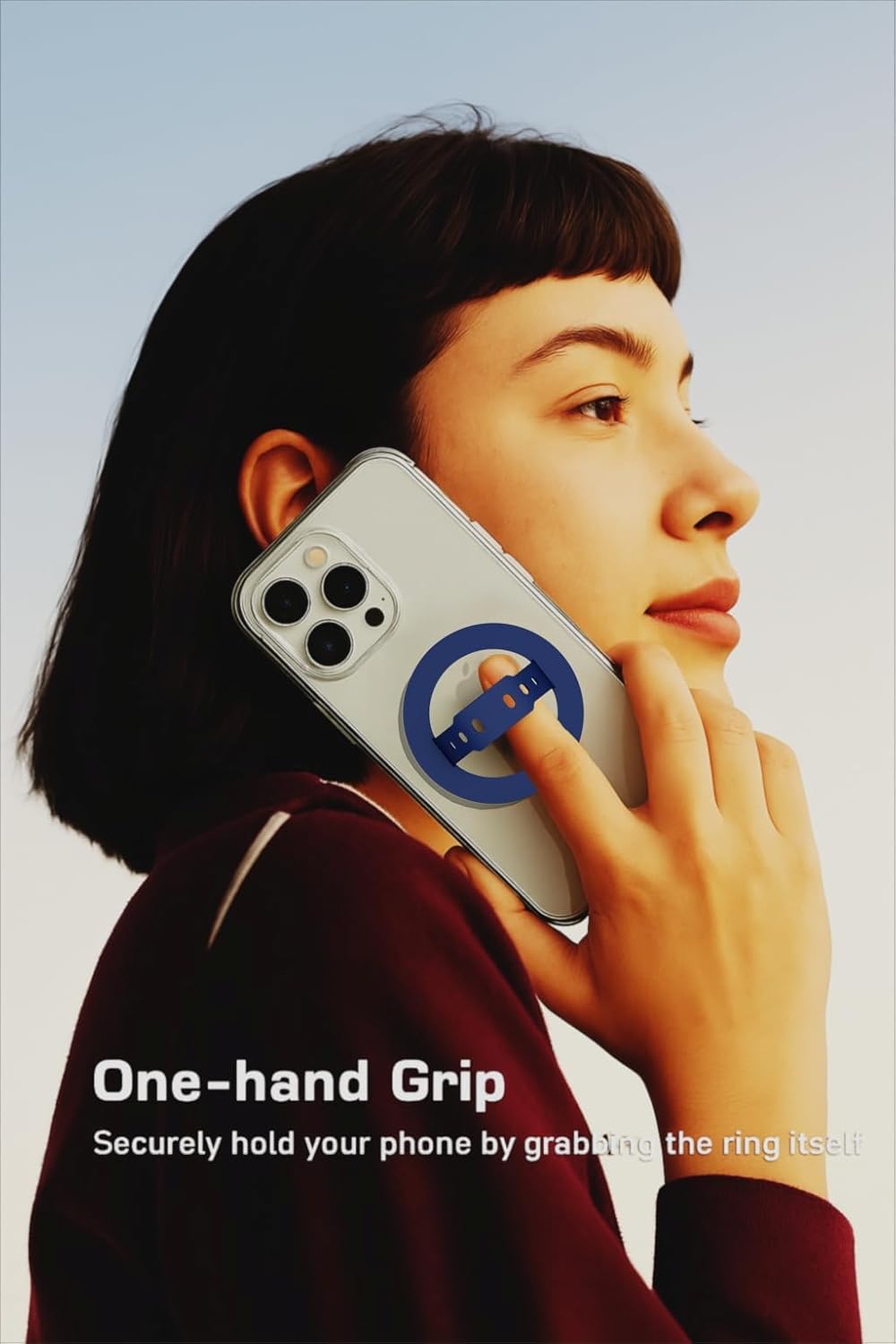 MagSafe Silicone Phone Grip | Magnetic Finger Loop - Silcy Blue