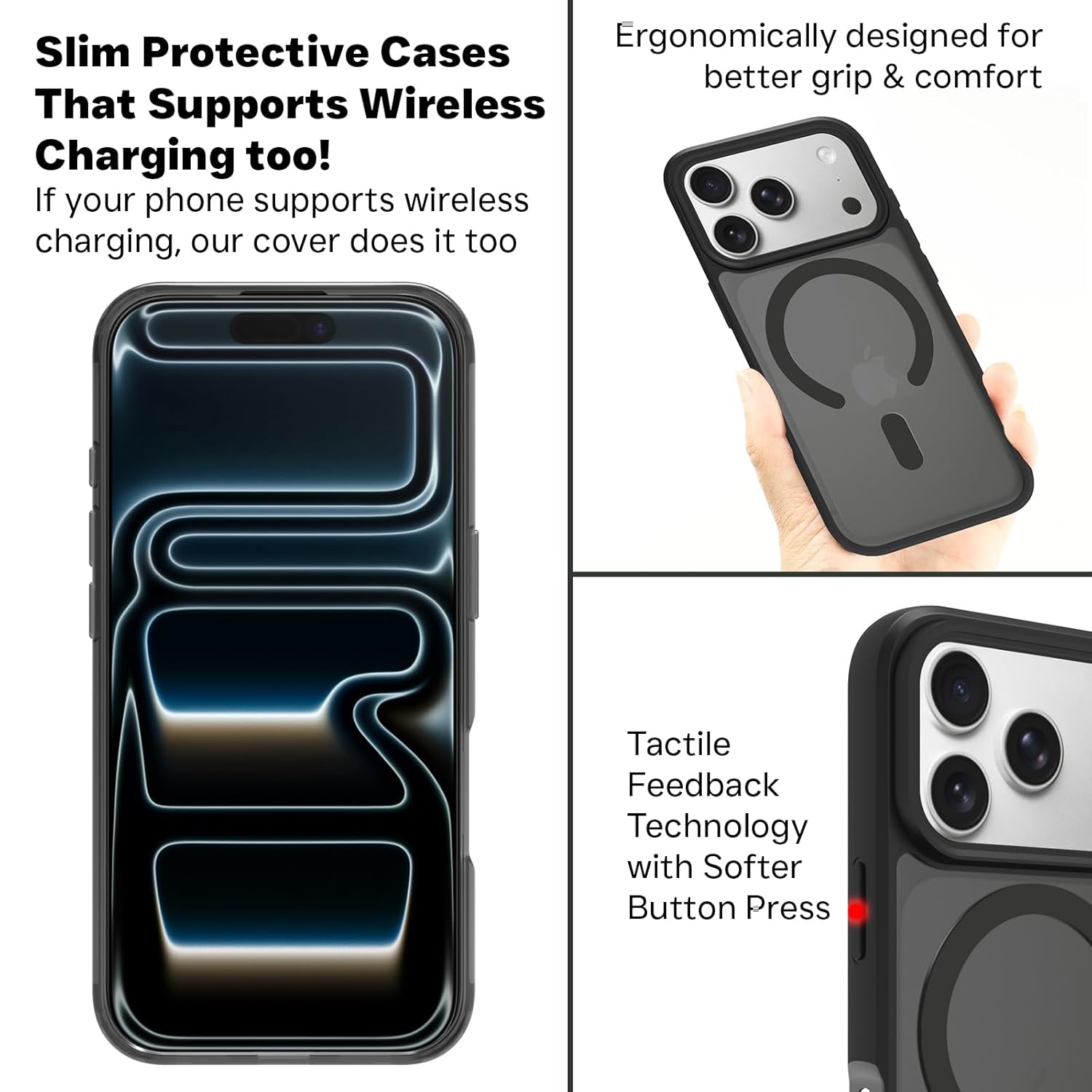 iPhone 17 Pro Back Cover Case | Sleek Hybrid - Matte Black Magnetic