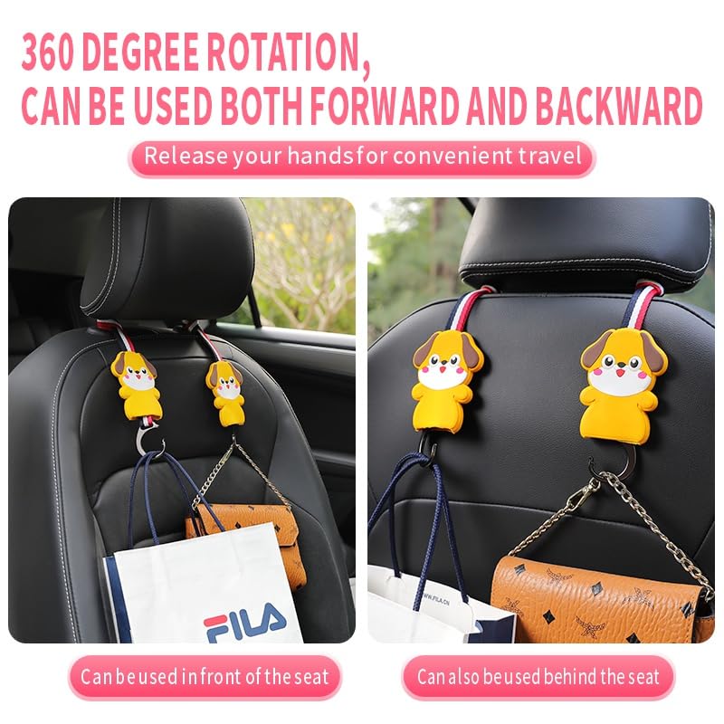 Car Headrest Hooks | Universal Back Seat Hanger for Bags & Accessories - Pack of 2