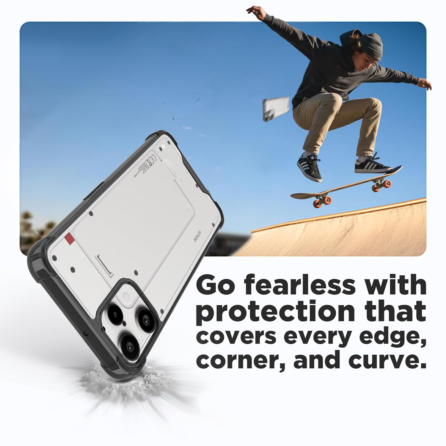 Nothing Phone 3a Lite 5G Back Cover Case | Clear Hybrid - Clear Black
