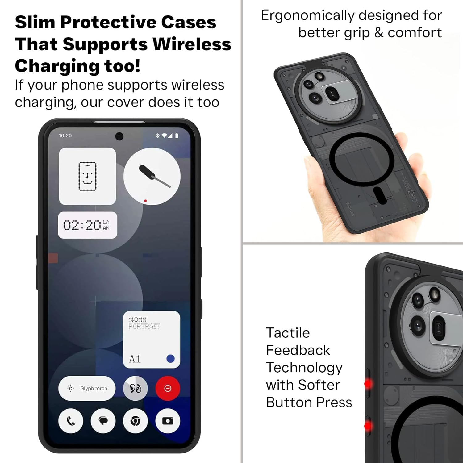 Nothing Phone 3a Pro Back Cover Case | Sleek Hybrid - Matte Black Magnetic
