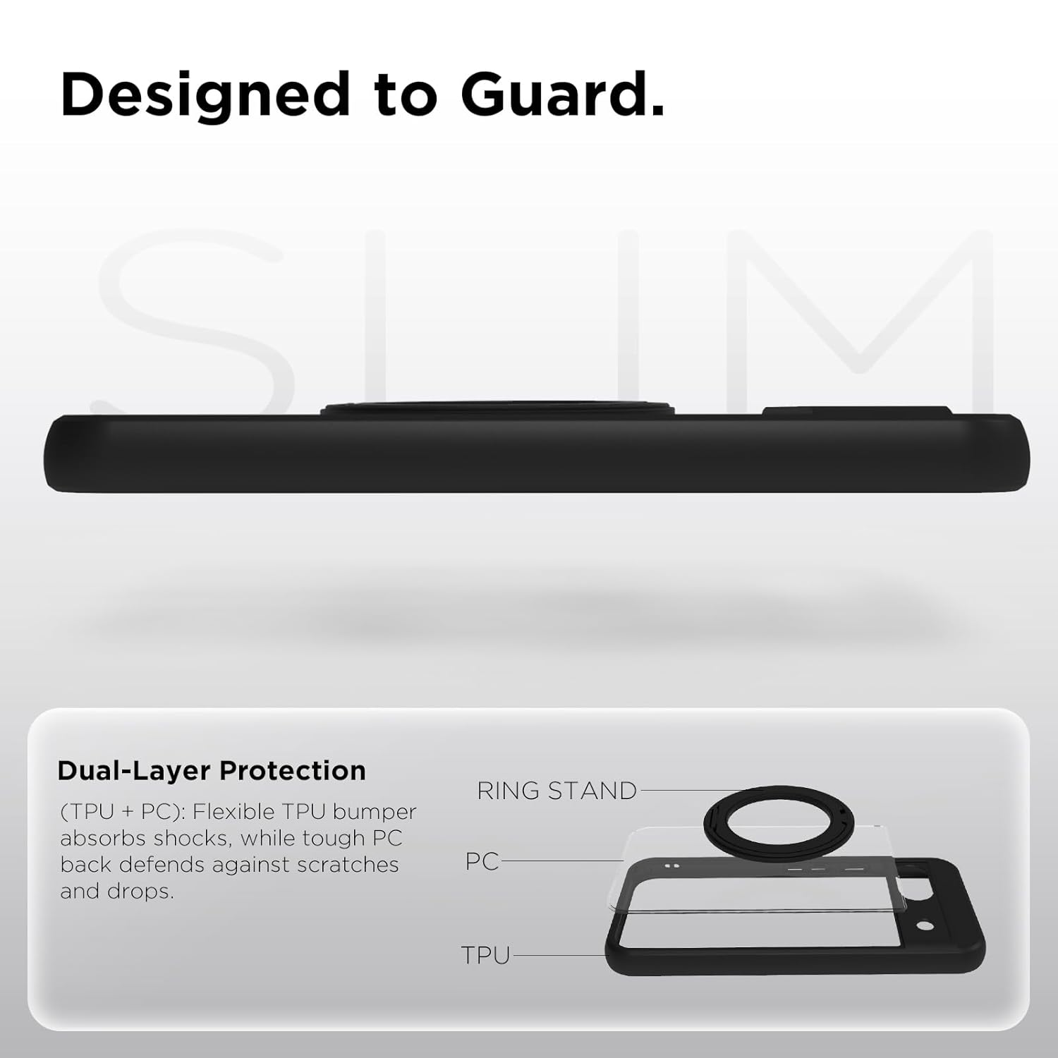 Google Pixel 8A Back Cover Case | Clear Hybrid - Clear Black Magnetic