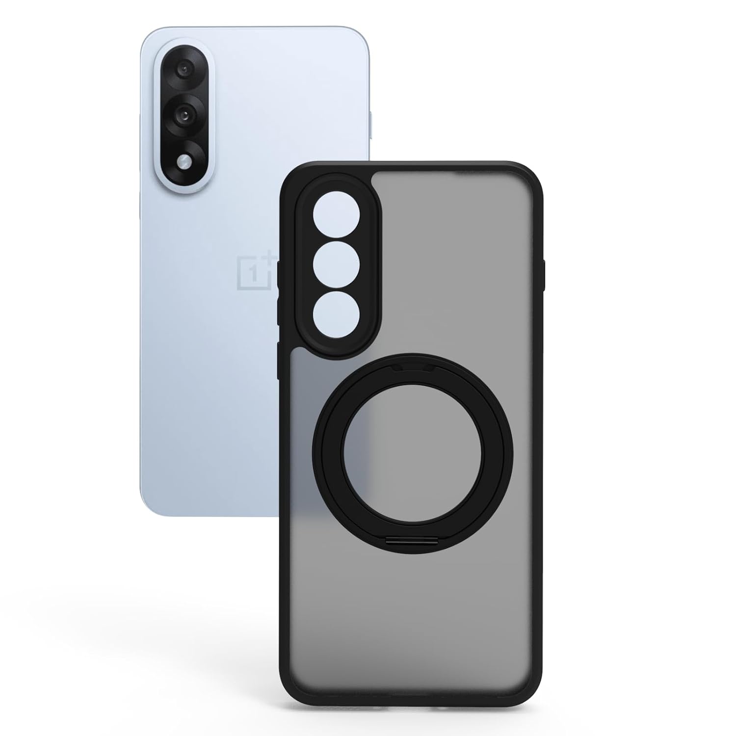 OnePlus Nord 5 5G Ring Stand Back Cover Case | Sleek Hybrid - Matte Black Magnetic