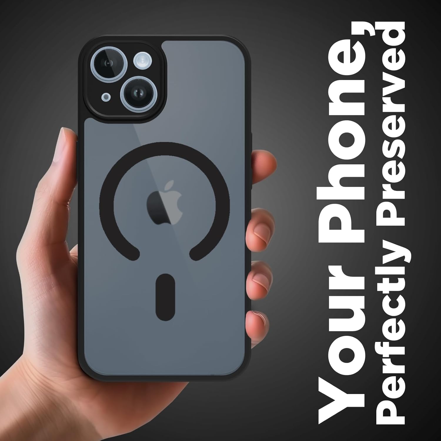 iPhone 14 Back Cover Case | Sleek Hybrid - Matte Black Magnetic