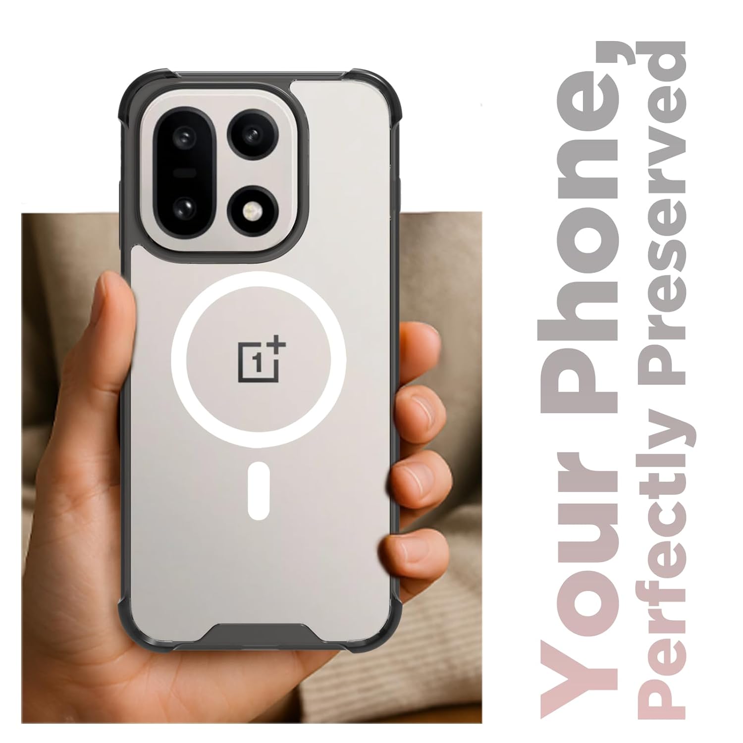 OnePlus 15 5G Back Cover Case | Clear Hybrid - Clear Smoke Magnetic