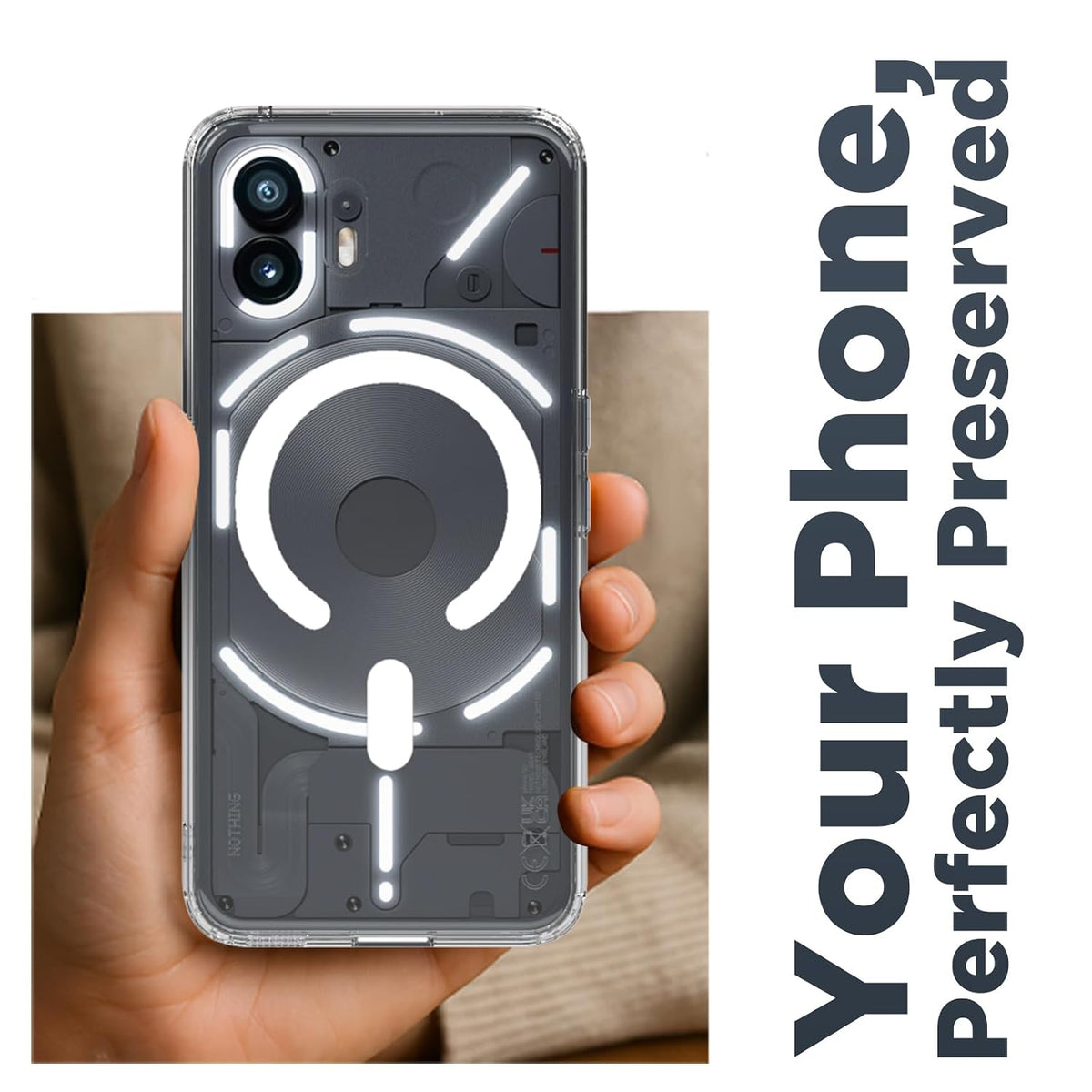 Nothing Phone 2 Back Cover Case | Clear Hybrid - Clear Smoke Magnetic
