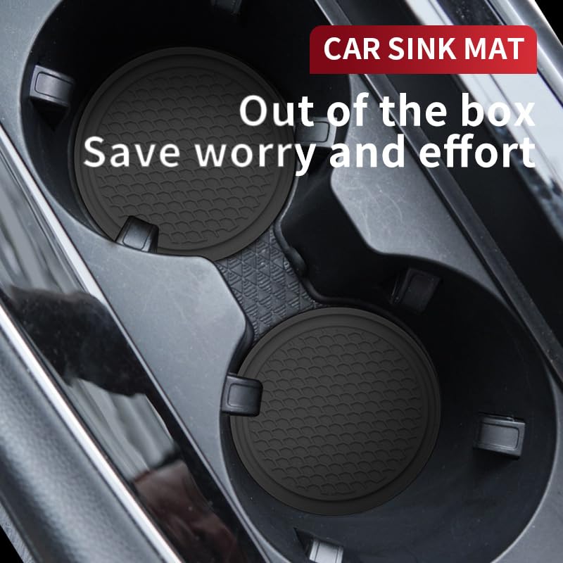 Universal Cup Holder Coasters | Anti-Slip Washable Car Cup Holder Inserts - Black