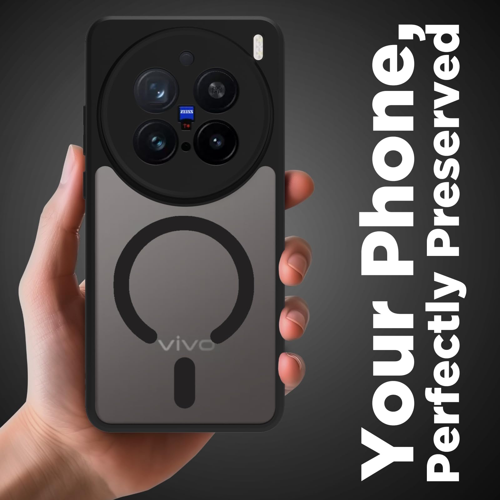 Vivo X200 Pro 5G Back Cover Case | Sleek Hybrid - Matte Black Magnetic