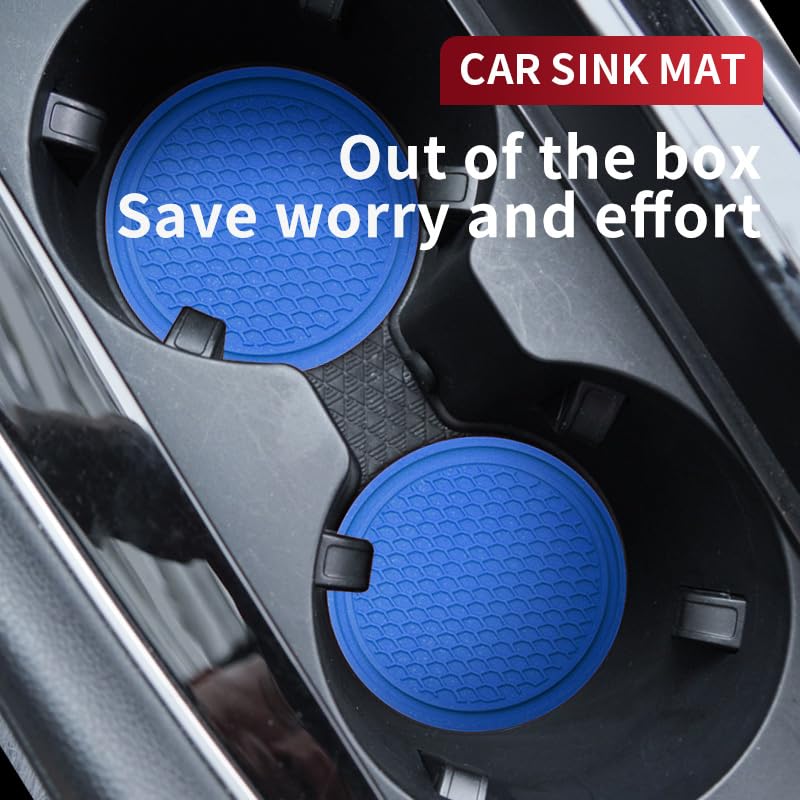 Universal Cup Holder Coasters | Anti-Slip Washable Car Cup Holder Inserts - Blue
