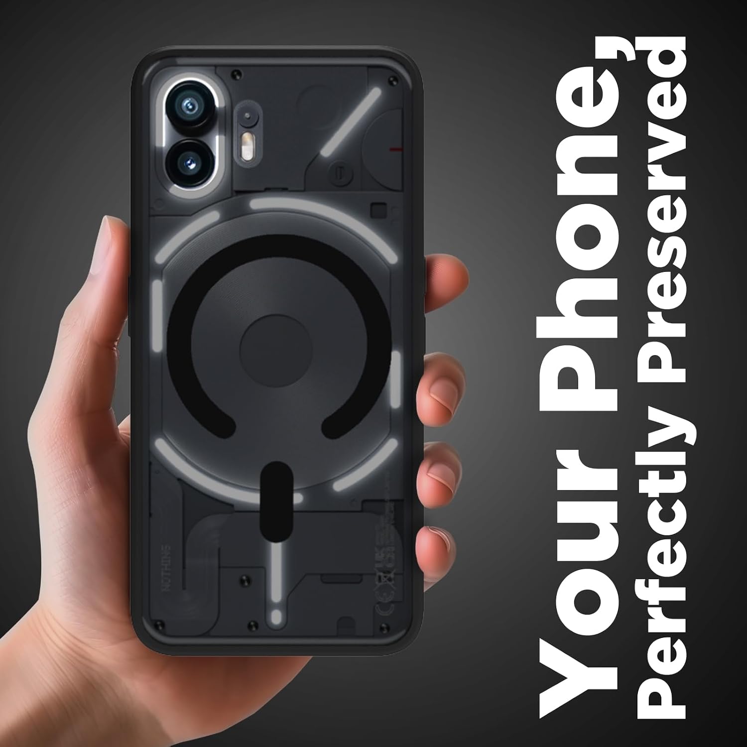 Nothing Phone 2 Back Cover Case | Sleek Hybrid - Matte Black Magnetic