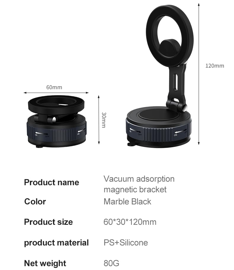 Magnetic Phone Holder | Foldable Suction Mount - AstroNova Black Grey