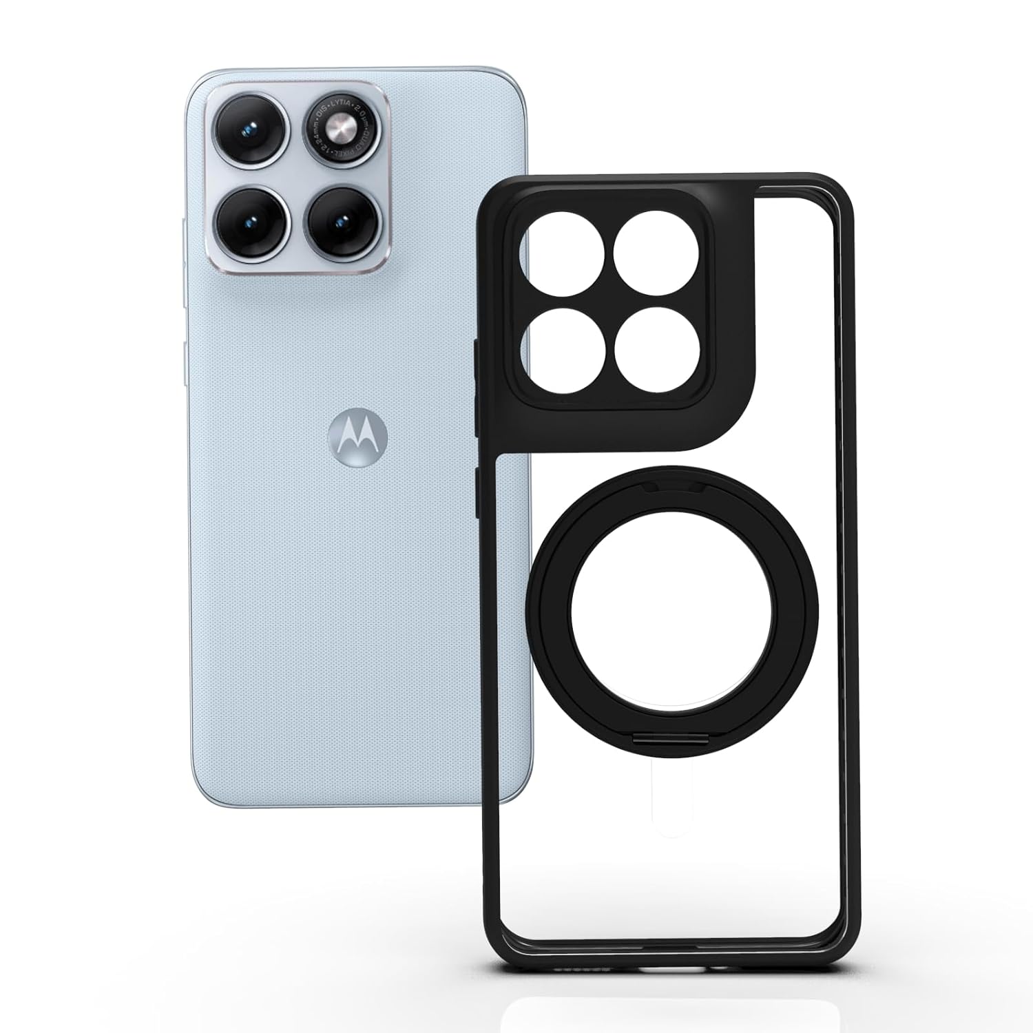 Motorola Edge 70 Fusion Back Cover Case | Clear Hybrid - Clear Black Magnetic
