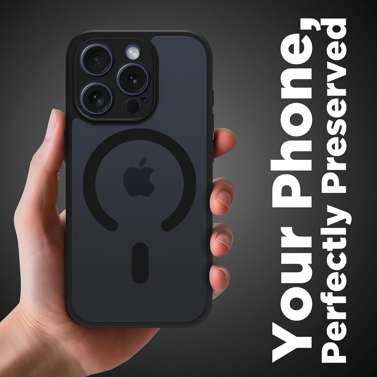 iPhone 15 Pro Back Cover Case | Sleek Hybrid - Matte Black Magnetic