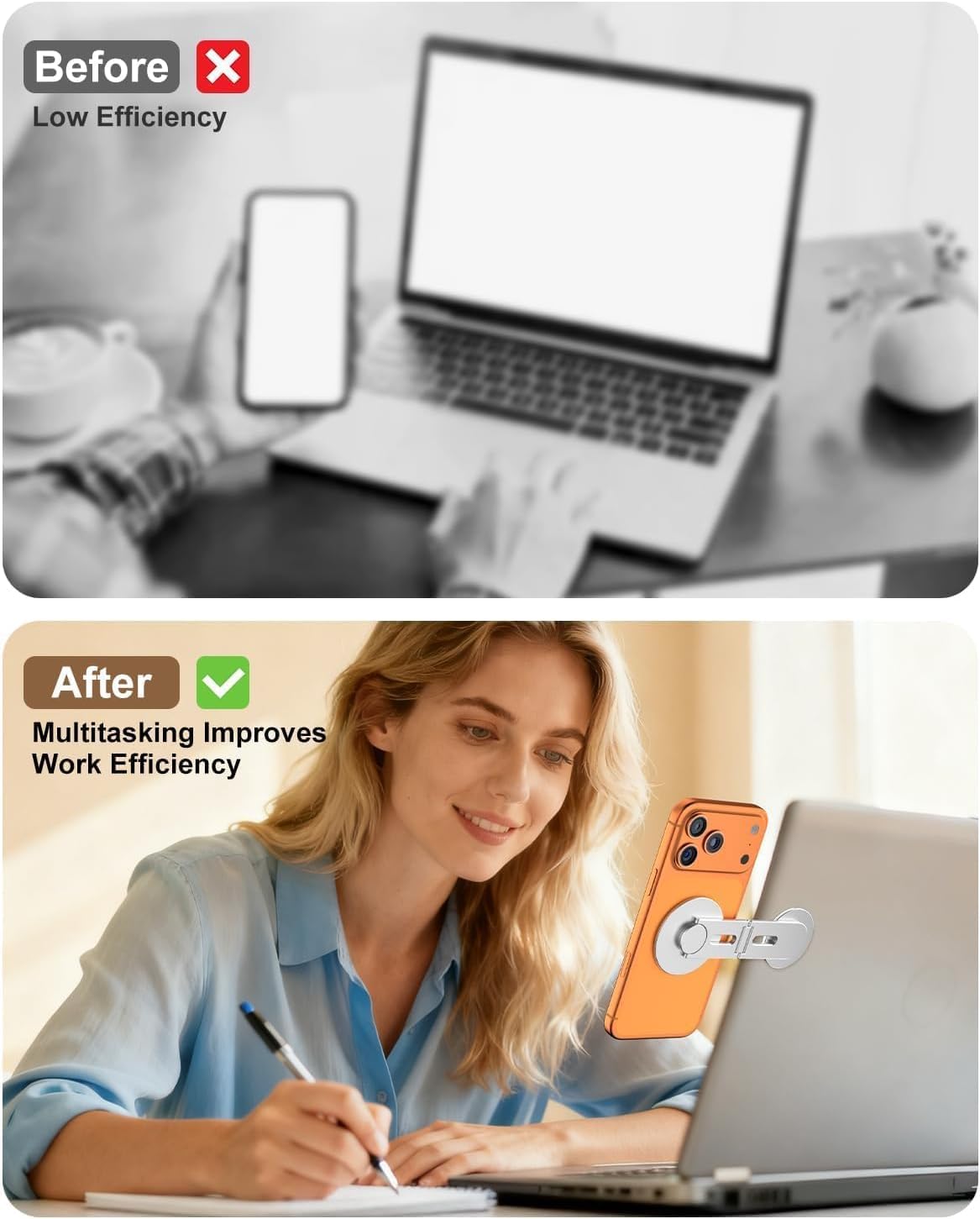 Magnetic Laptop Mobile Holder | Foldable Stand - Silver