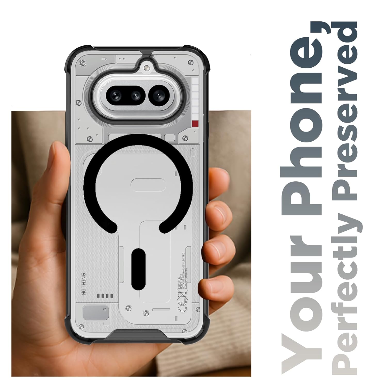 Nothing Phone 4a 5G Back Cover Case | Clear Hybrid - Clear Black Magnetic