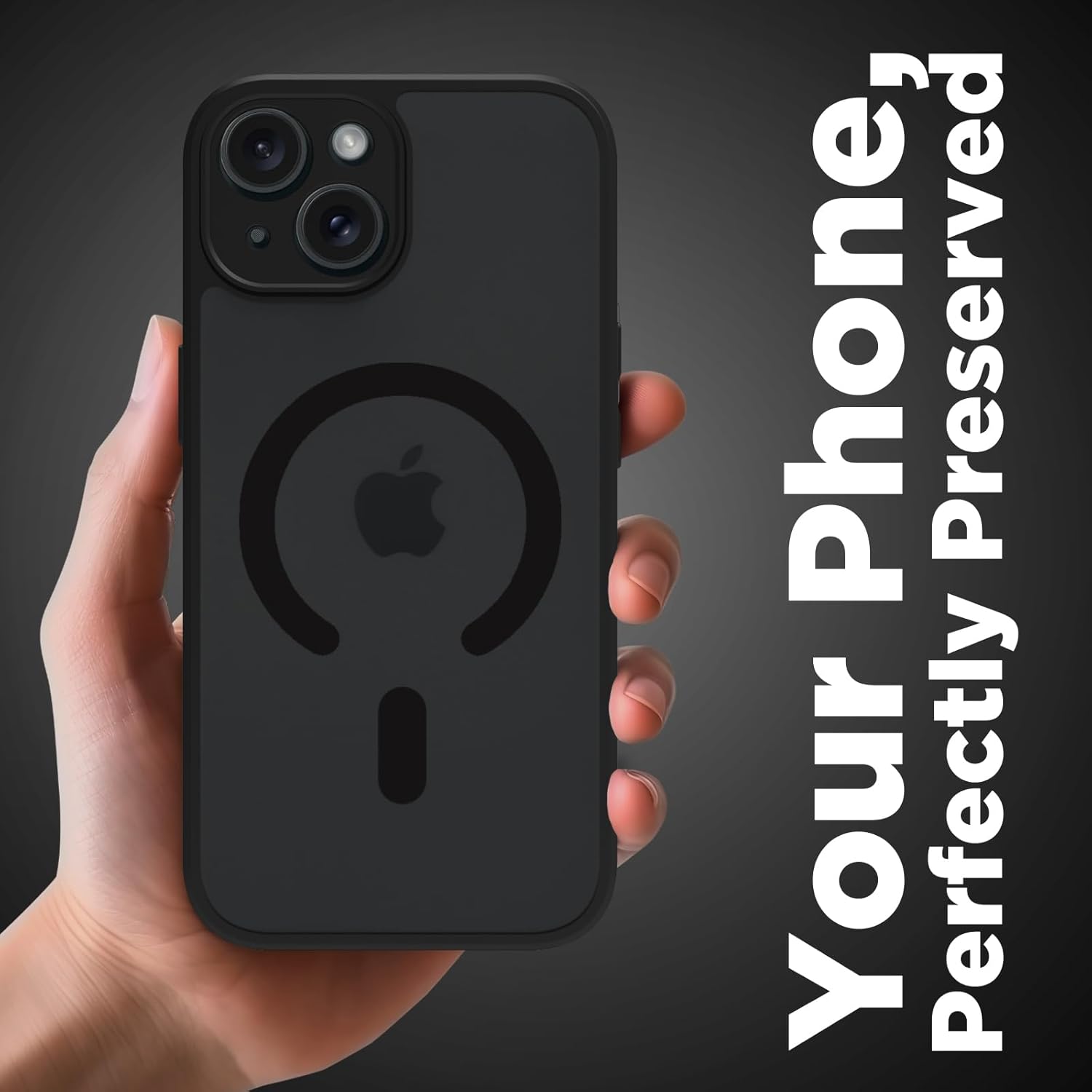 iPhone 15 Back Cover Case | Sleek Hybrid - Matte Black Magnetic