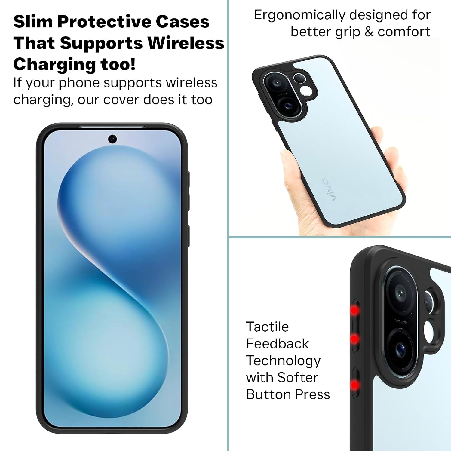 Vivo X200 FE 5G Back Cover Case | Sleek Hybrid - Clear Black