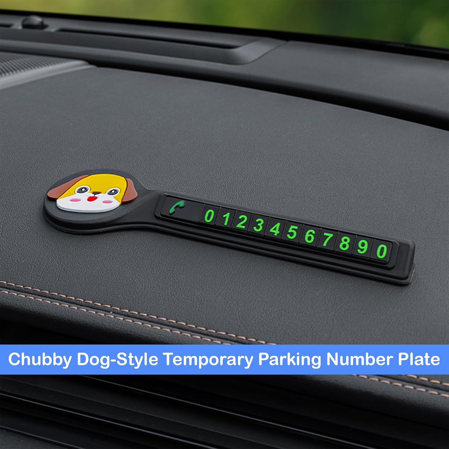 Car Dashboard Anti-Slip Mat |  Dog Design Phone Number Plate