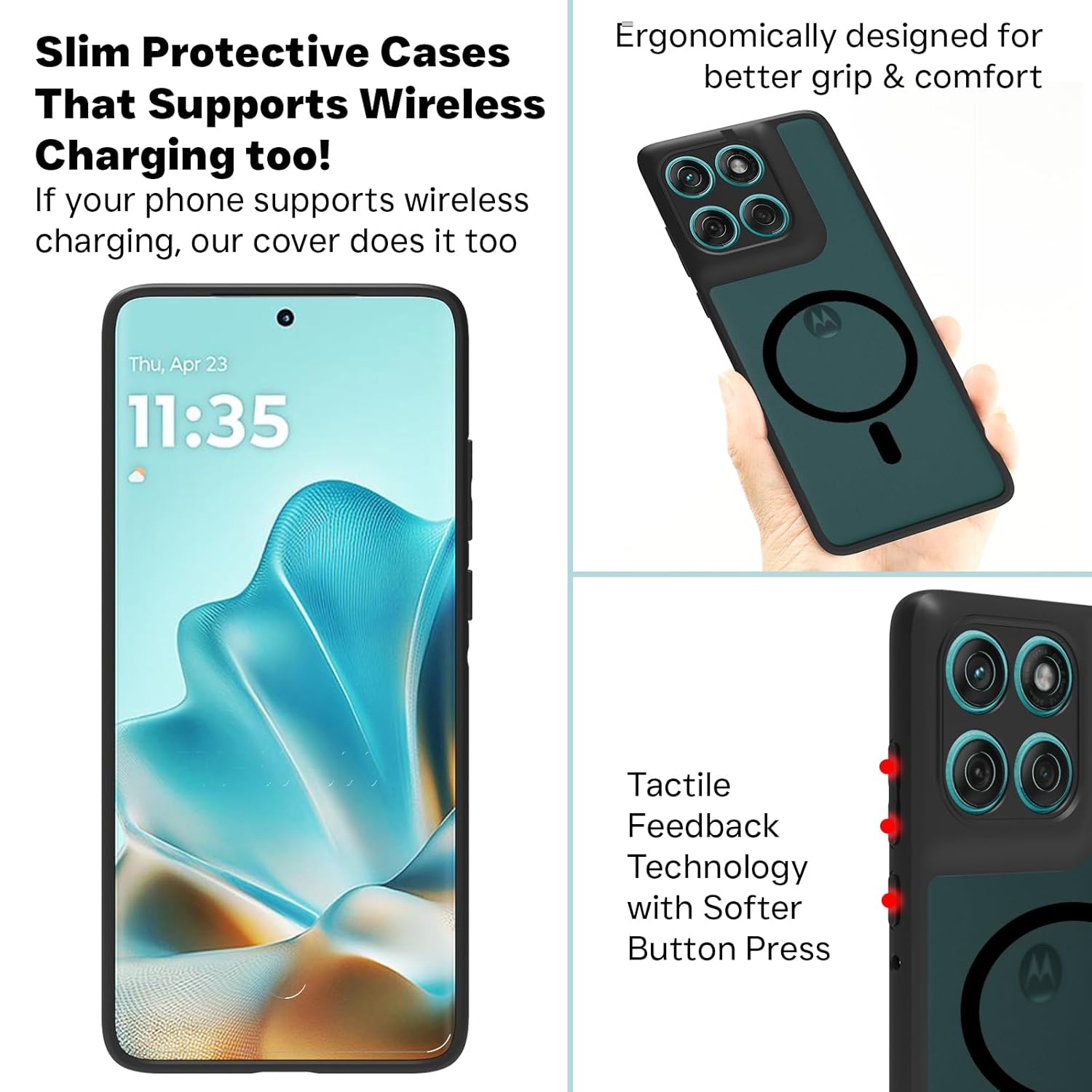 Moto Edge 60 Fusion 5G / Moto Edge 60 5G Back Cover Case | Sleek Hybrid - Matte Black Magnetic