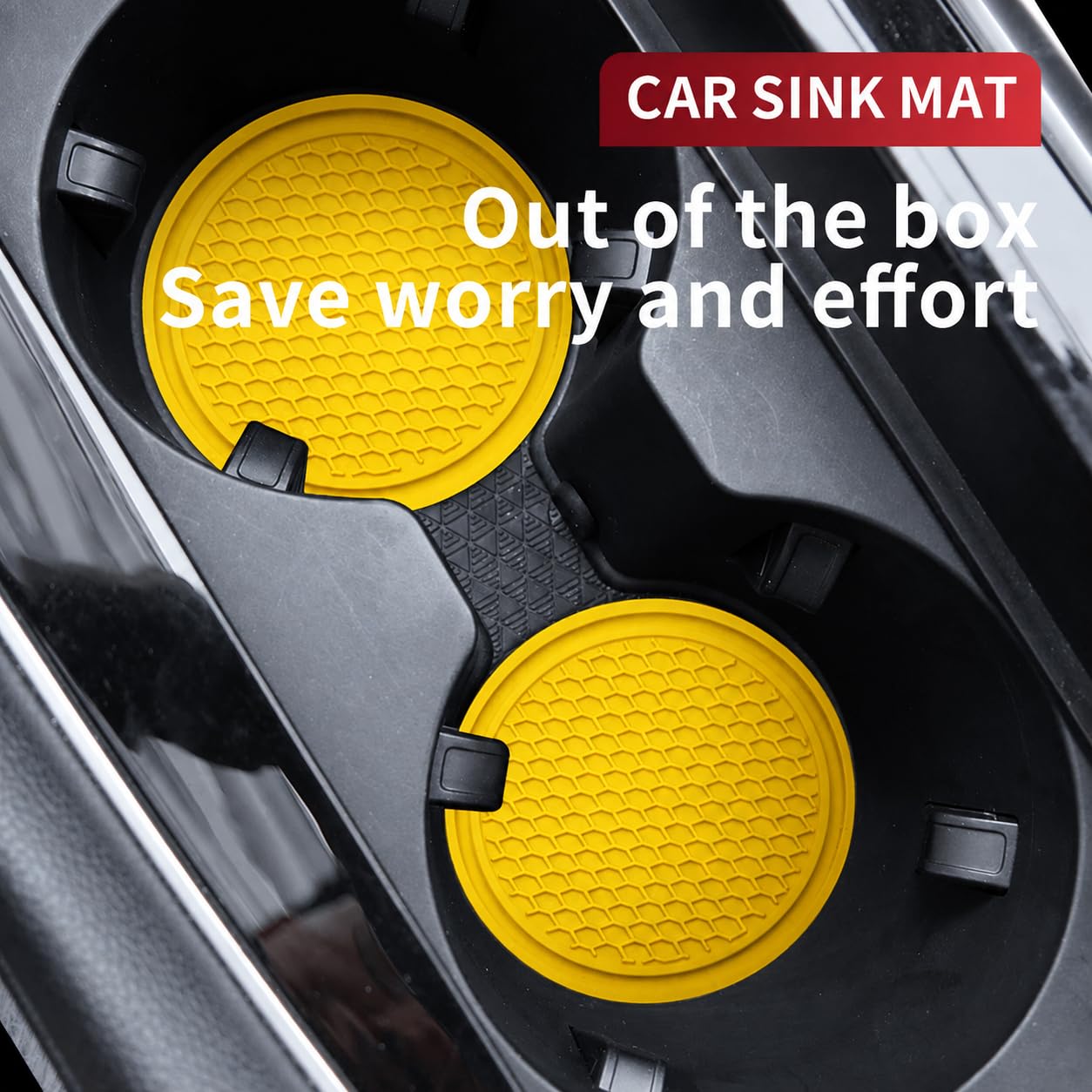 Universal Cup Holder Coasters | Anti-Slip Washable Car Cup Holder Inserts - Yellow