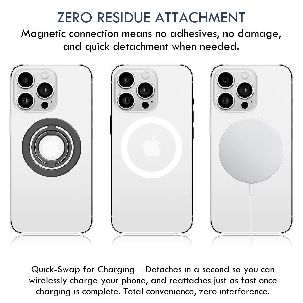 MagSafe Phone Grip & Stand | Dual Ring Holder - Gun Metal Grey
