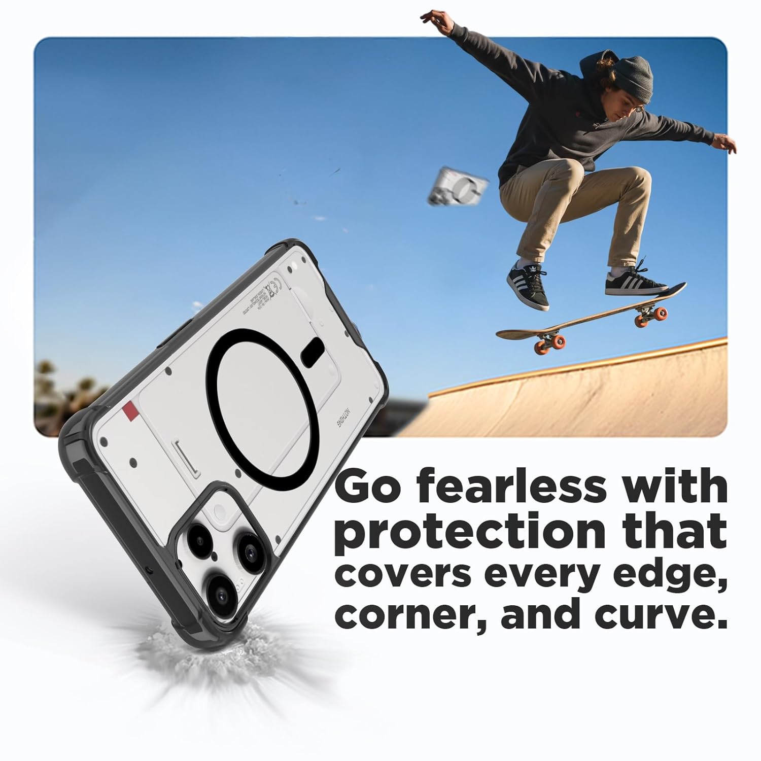 Nothing Phone 3a Lite 5G Back Cover Case | Clear Hybrid - Clear Black Magnetic