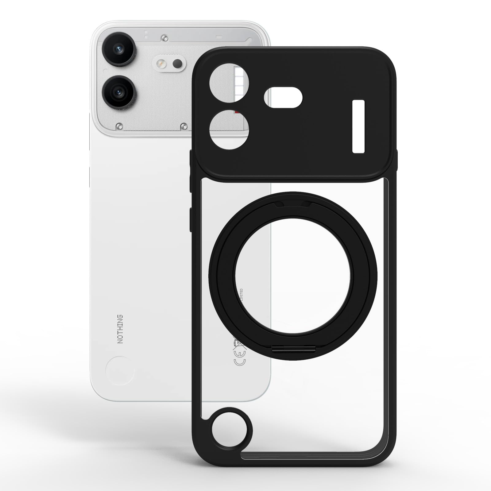 Nothing Phone 4b Ring Stand Back Cover Case | Sleek Hybrid - Clear Black Magnetic