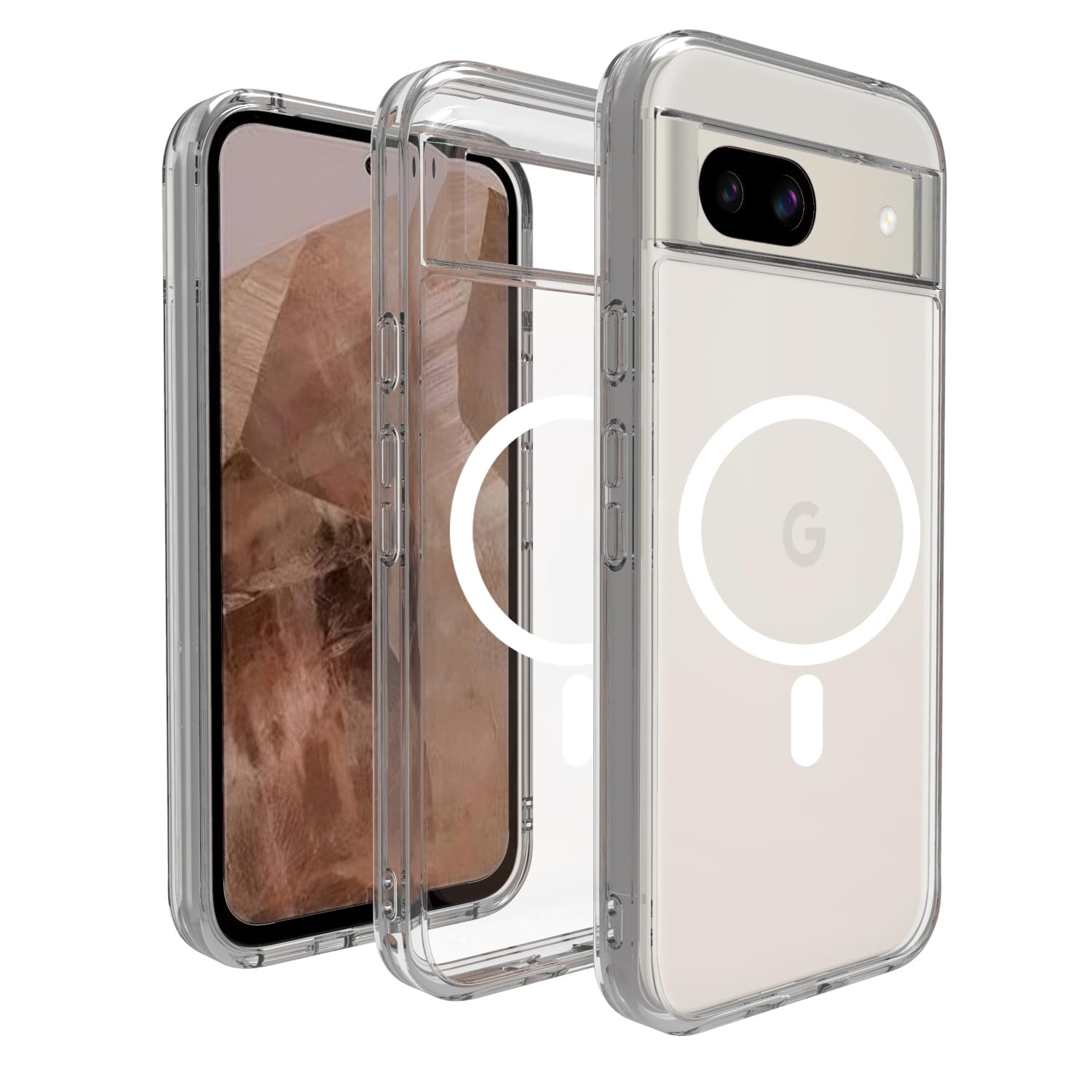 Google Pixel 8A Back Cover Case | Clear Hybrid - Clear Smoke Magnetic