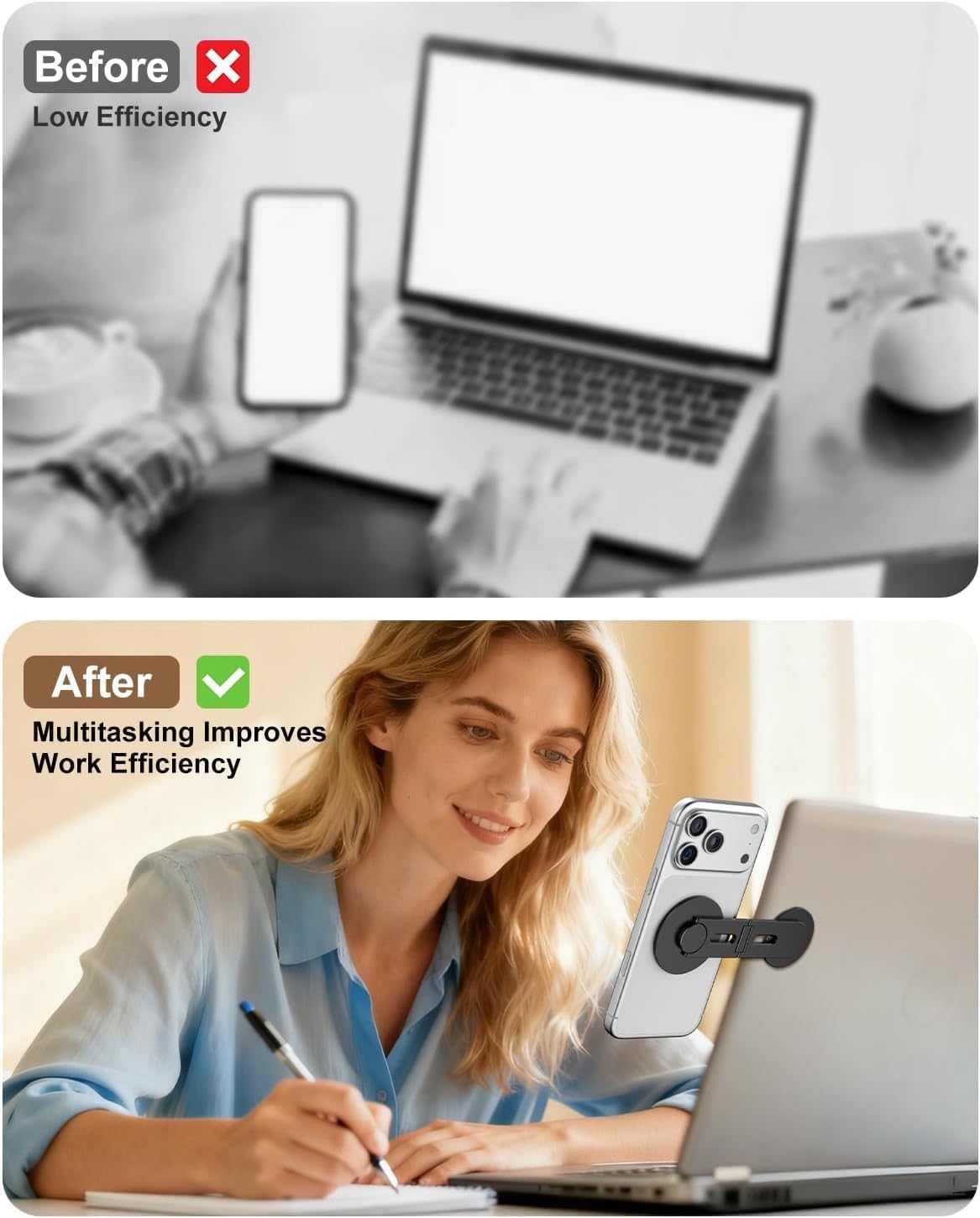 Magnetic Laptop Mobile Holder | Foldable Stand - Black