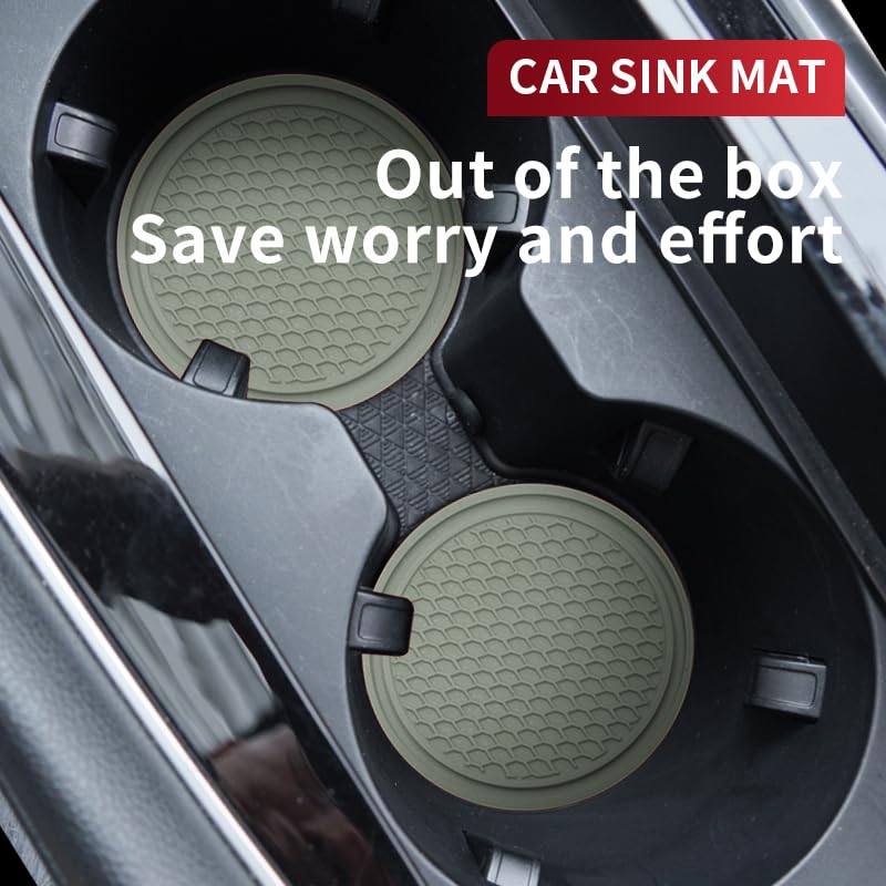 Universal Cup Holder Coasters | Anti-Slip Washable Car Cup Holder Inserts - Grey