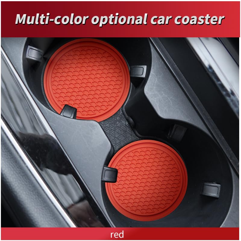 Universal Cup Holder Coasters | Anti-Slip Washable Car Cup Holder Inserts - Red