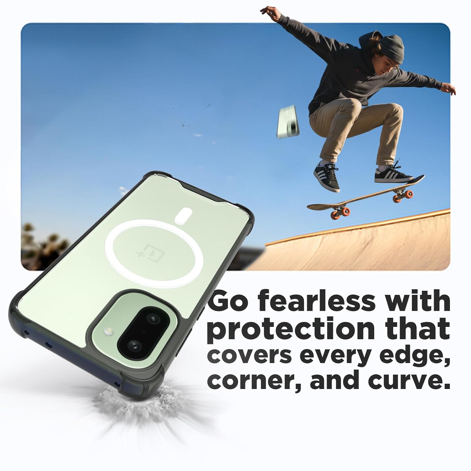 OnePlus 15R 5G Back Cover Case | Clear Hybrid - Clear Smoke Magnetic